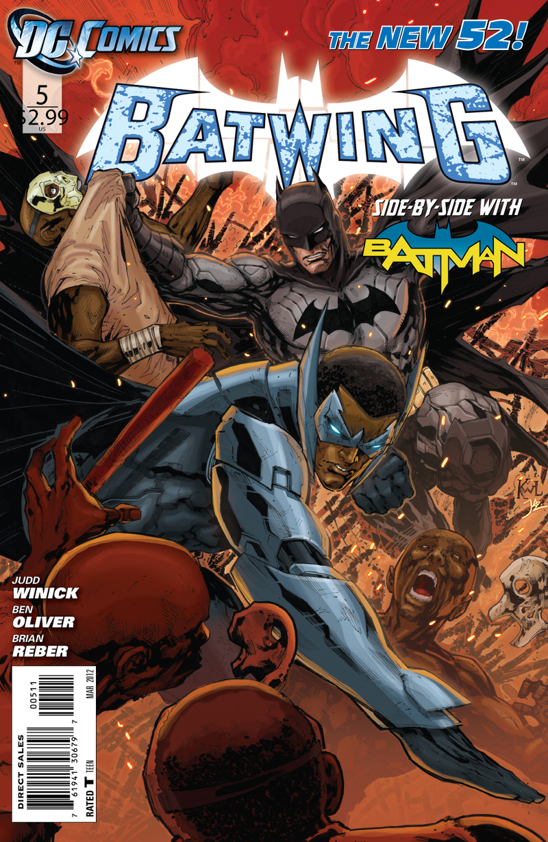 Illustration for article titled Check out a five-page preview of DC Comics' Batwing, guest-starring The Dark Knight himself!